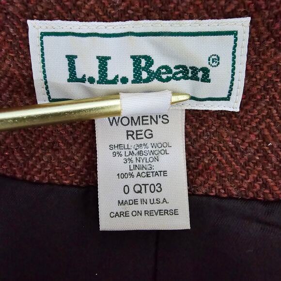 Vintage L.L. Bean Wool Blazer Jacket Made in USA Women 16 Herringbone Rust Lined - Picture 13 of 13